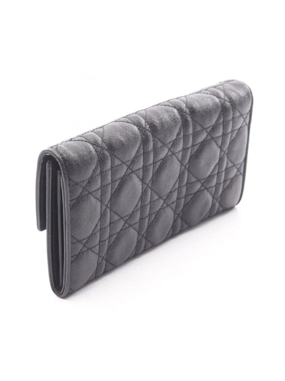 Dior Bifold Wallet Cannage Black Leather Zip - Picture 2 of 5